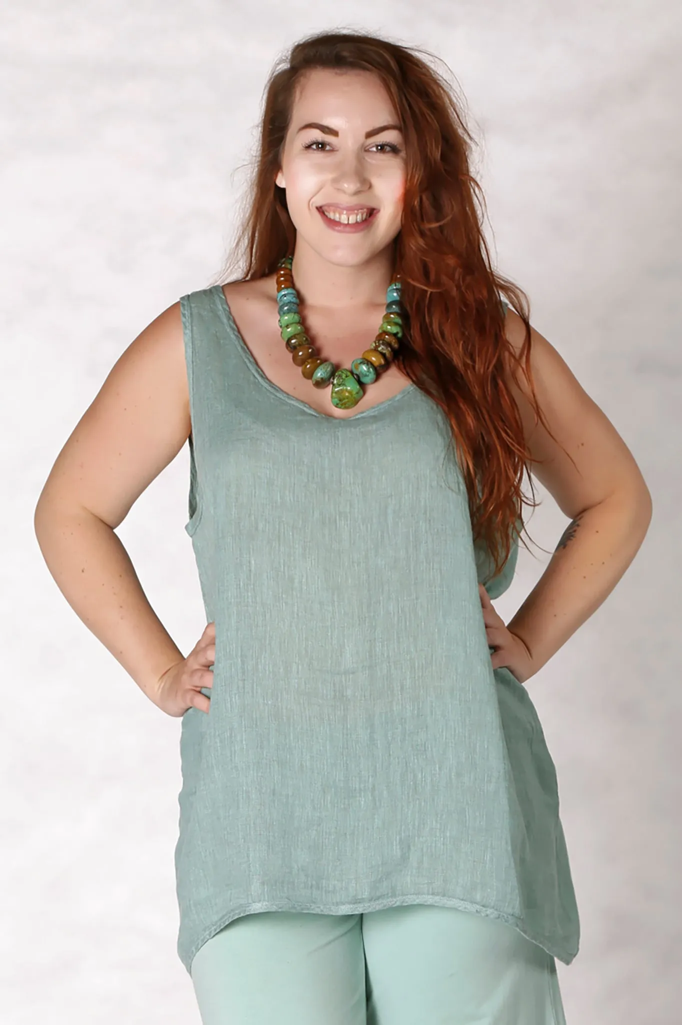 1196 Linen Tank Mint-U