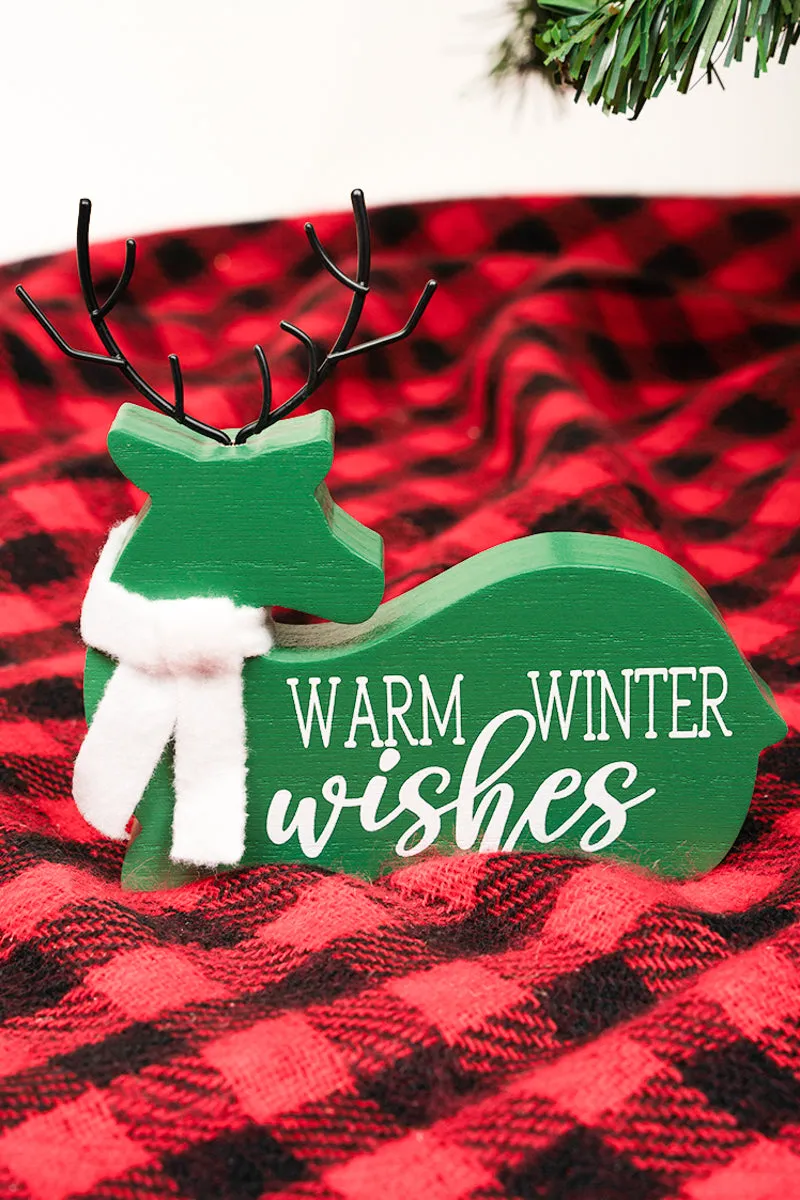 6 x 6 'Warm Winter Wishes' Christmas Tabletop Deer