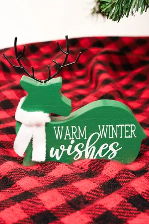 6 x 6 'Warm Winter Wishes' Christmas Tabletop Deer