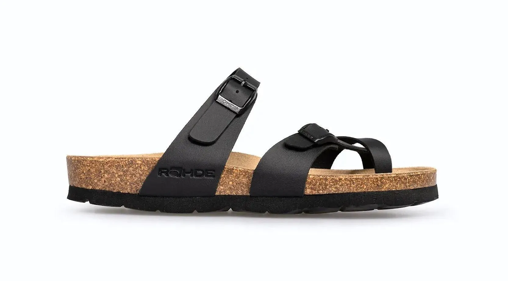 'Alba' women's toe slide sandal - black