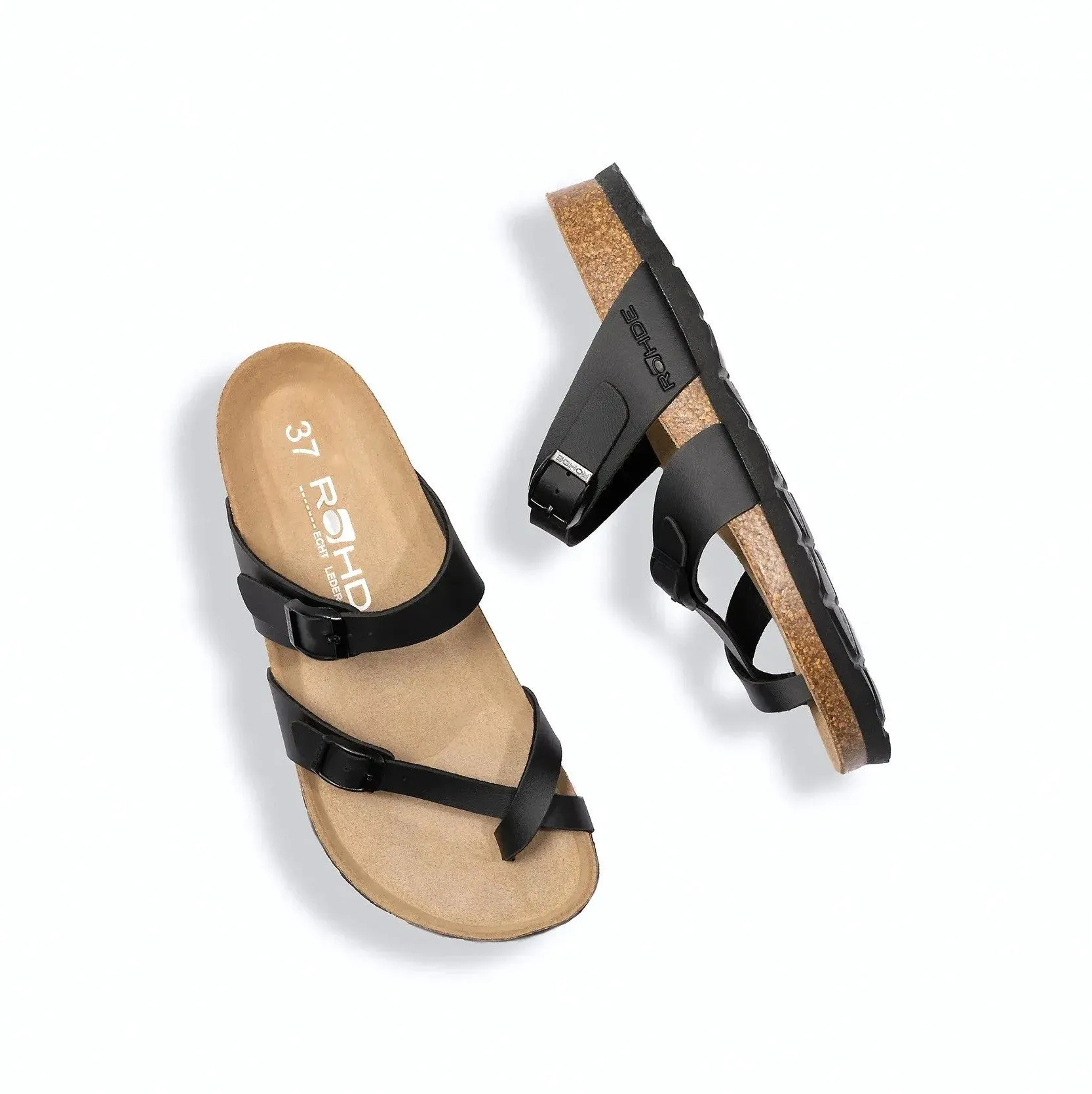 'Alba' women's toe slide sandal - black
