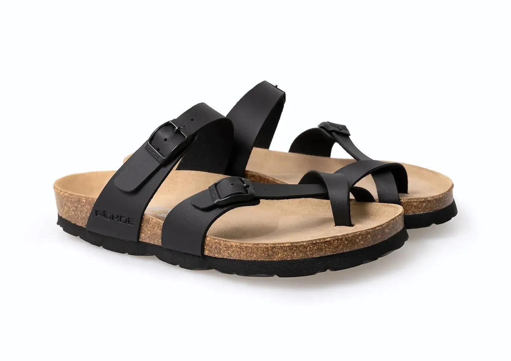 'Alba' women's toe slide sandal - black