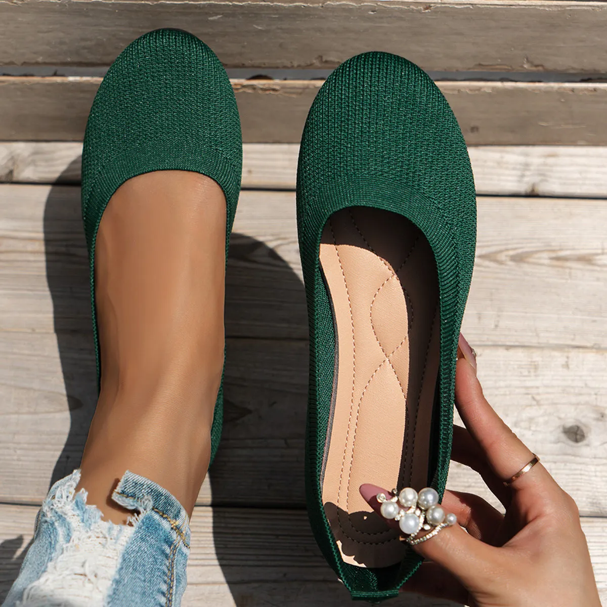 Alexis – Textured Slip-On Flats
