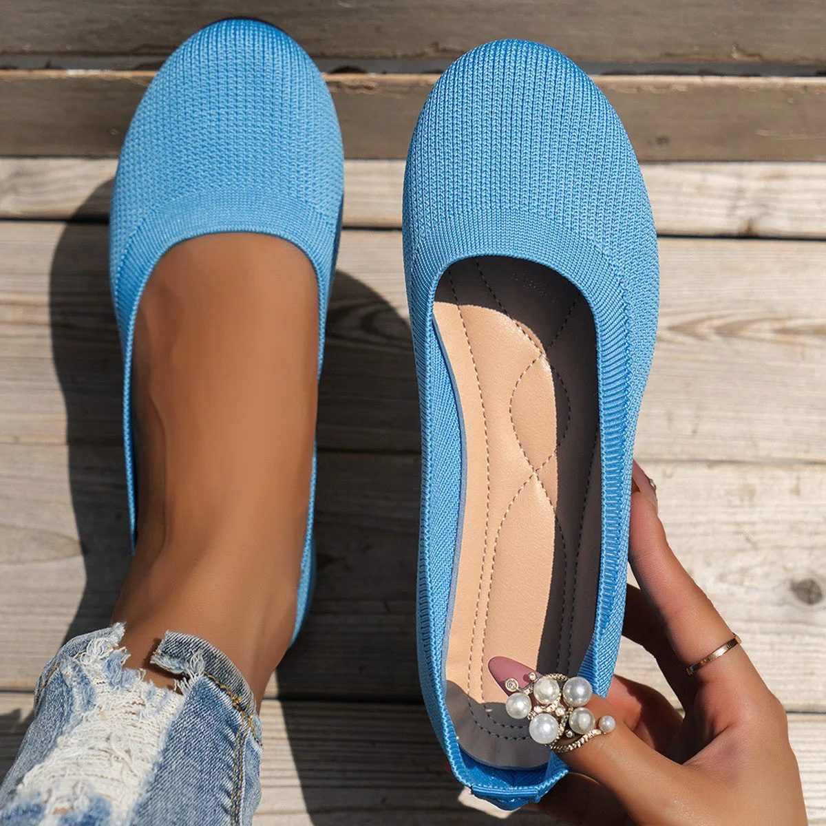 Alexis – Textured Slip-On Flats
