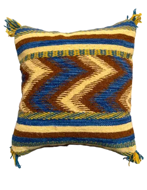 Anzal's Flatweave x Zanafi Pillow - Brown/Blue
