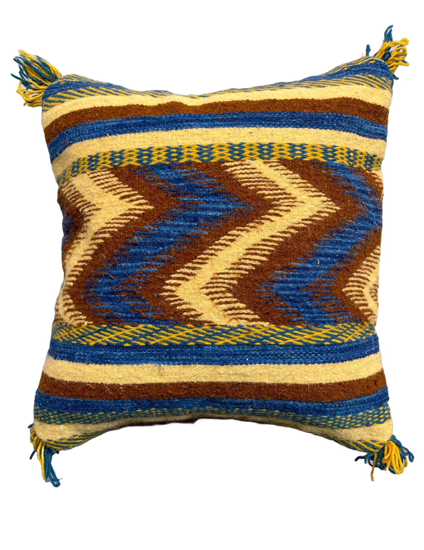 Anzal's Flatweave x Zanafi Pillow - Brown/Blue