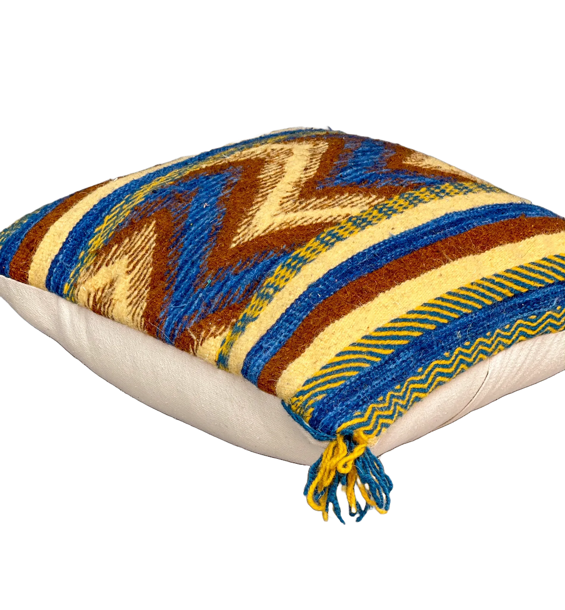 Anzal's Flatweave x Zanafi Pillow - Brown/Blue