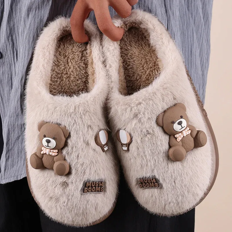 Autumn winter cotton slippers Women cute cartoon bear