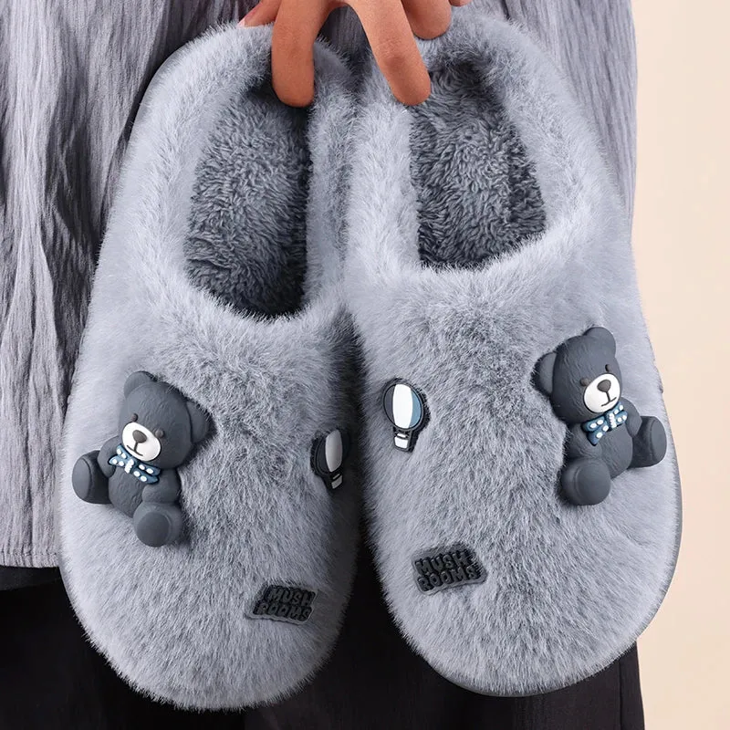 Autumn winter cotton slippers Women cute cartoon bear