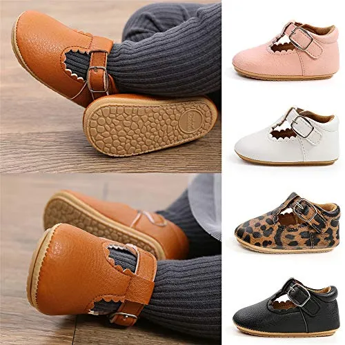 Baby Girl Mary Janes: Non-Slip Soft Sole Dress Shoes with Bownot