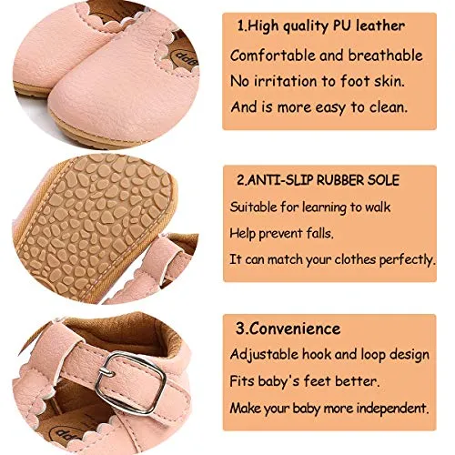 Baby Girl Mary Janes: Non-Slip Soft Sole Dress Shoes with Bownot
