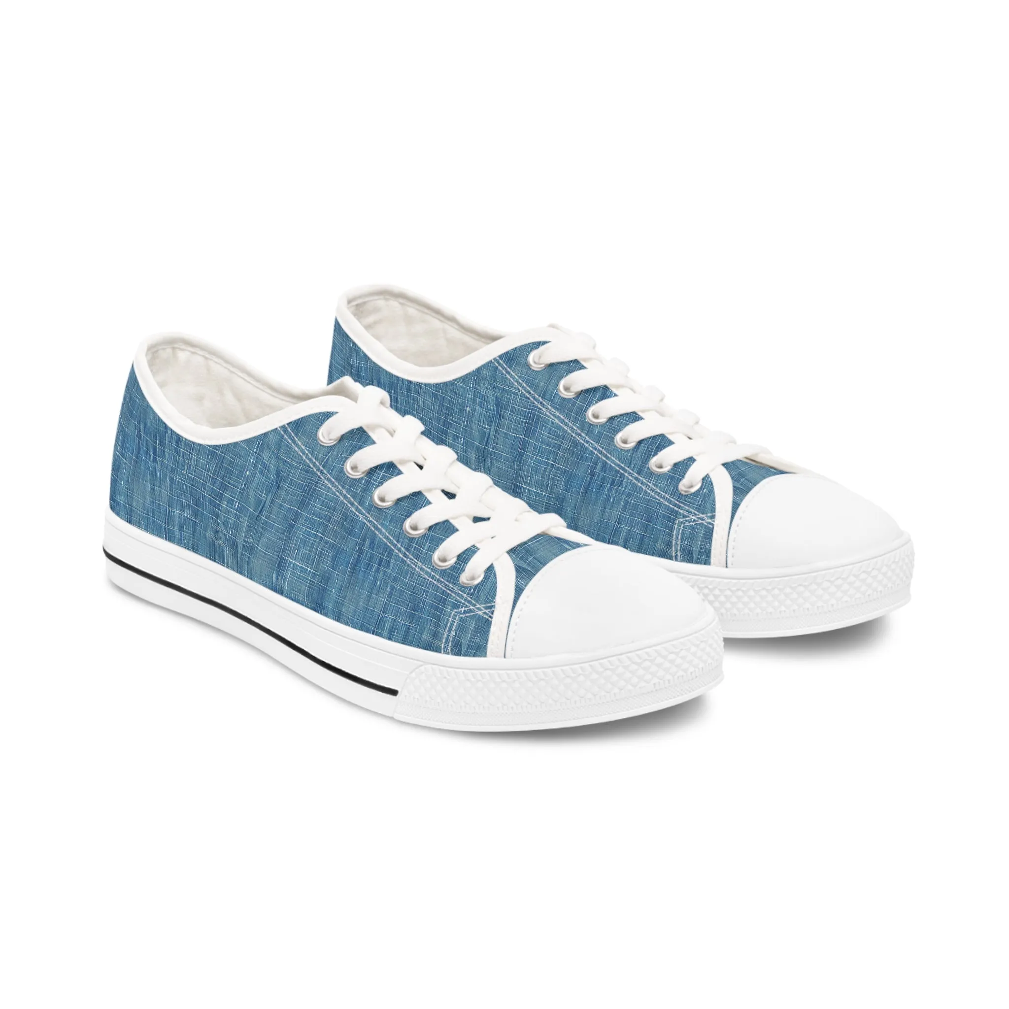 Blue Denim Ladies' Low Top Sneakers - Denim, Reimagined - Where Timeless Stye Meets Contemporary Cool!
