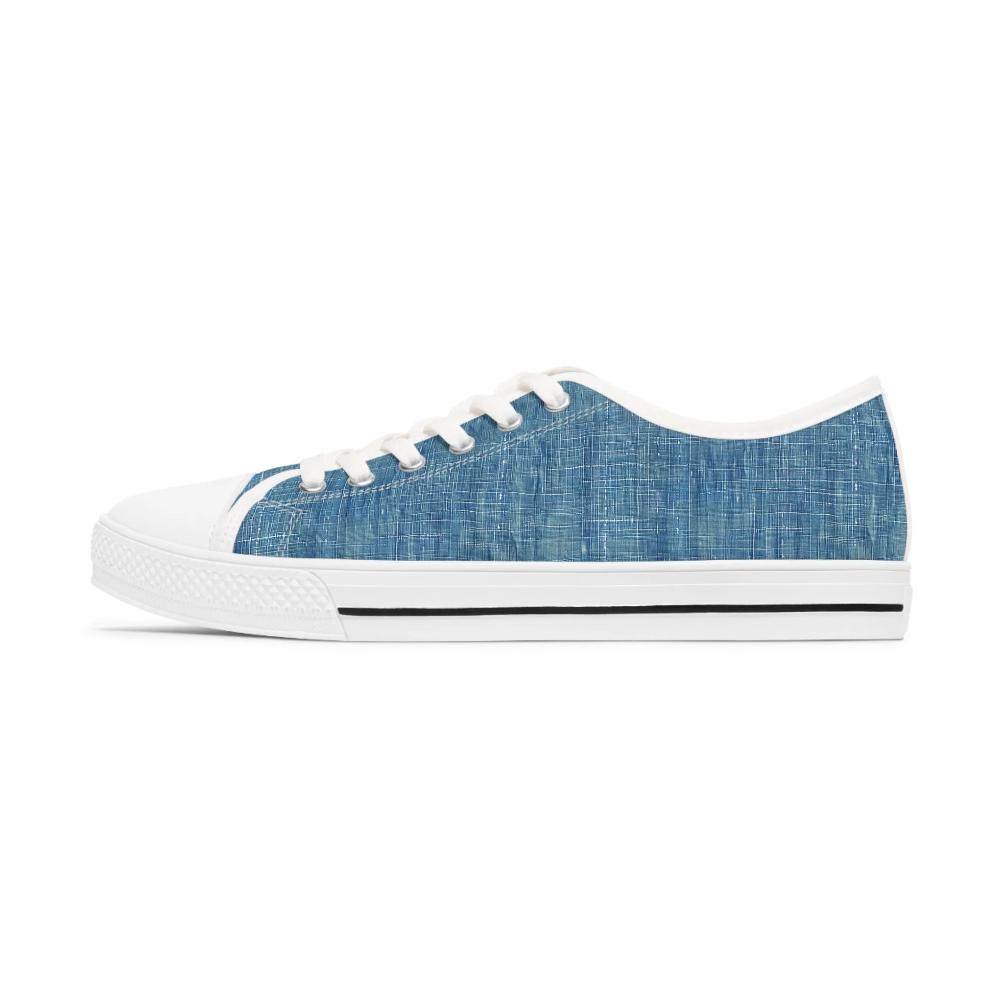 Blue Denim Ladies' Low Top Sneakers - Denim, Reimagined - Where Timeless Stye Meets Contemporary Cool!