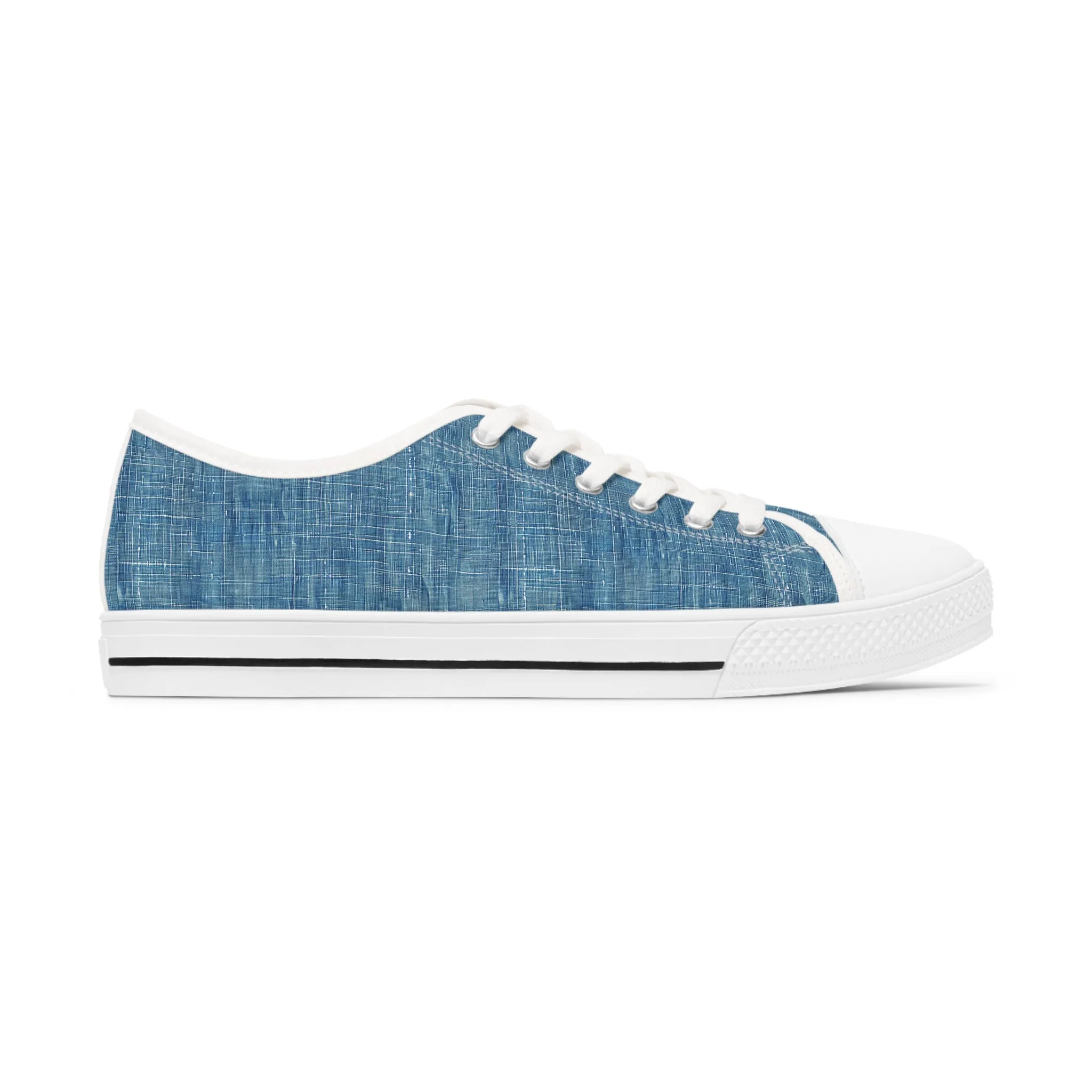 Blue Denim Ladies' Low Top Sneakers - Denim, Reimagined - Where Timeless Stye Meets Contemporary Cool!