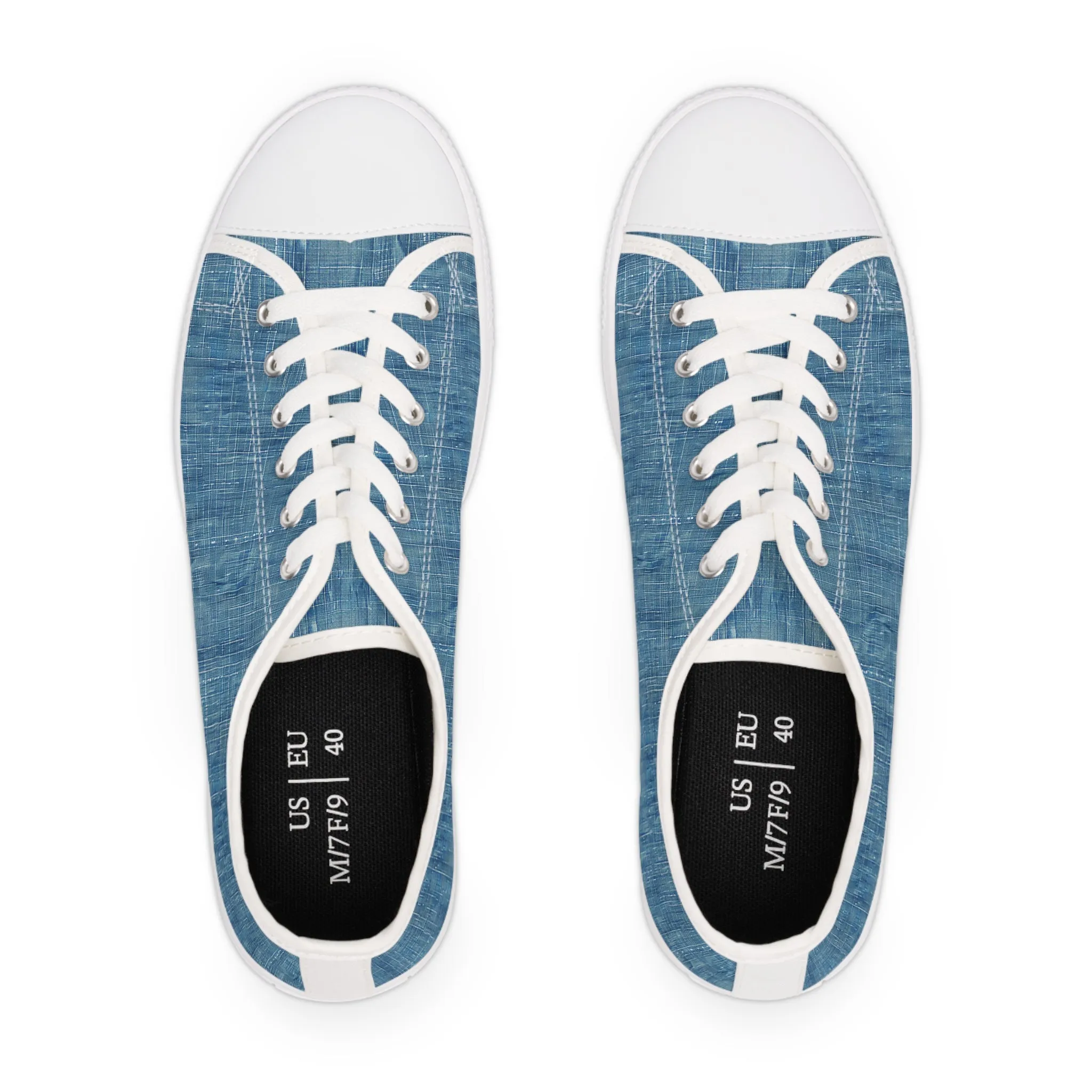Blue Denim Ladies' Low Top Sneakers - Denim, Reimagined - Where Timeless Stye Meets Contemporary Cool!