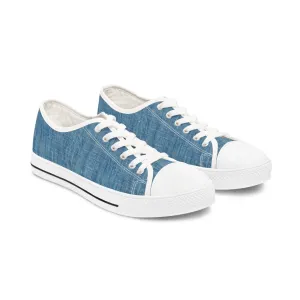 Blue Denim Ladies' Low Top Sneakers - Denim, Reimagined - Where Timeless Stye Meets Contemporary Cool!