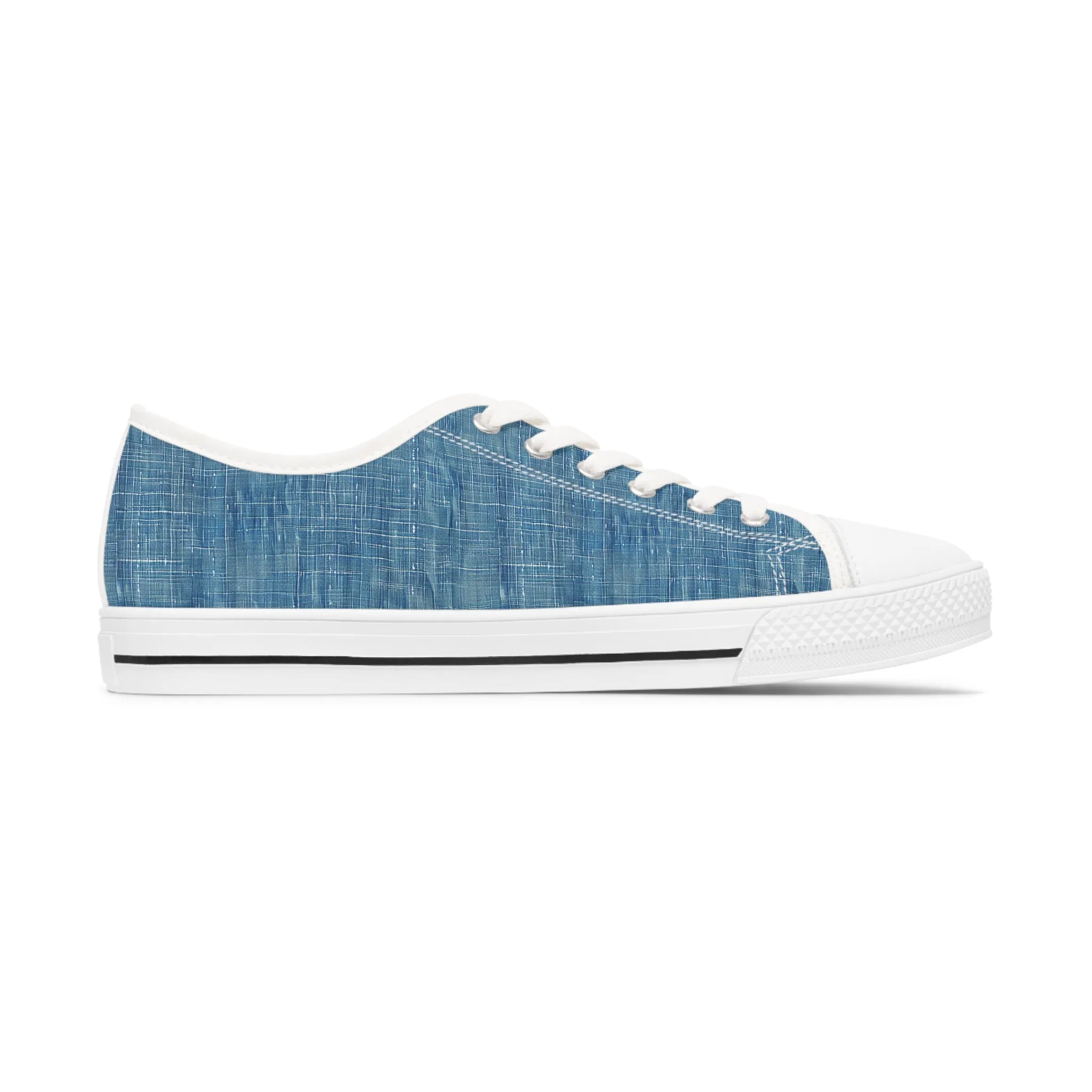 Blue Denim Ladies' Low Top Sneakers - Denim, Reimagined - Where Timeless Stye Meets Contemporary Cool!