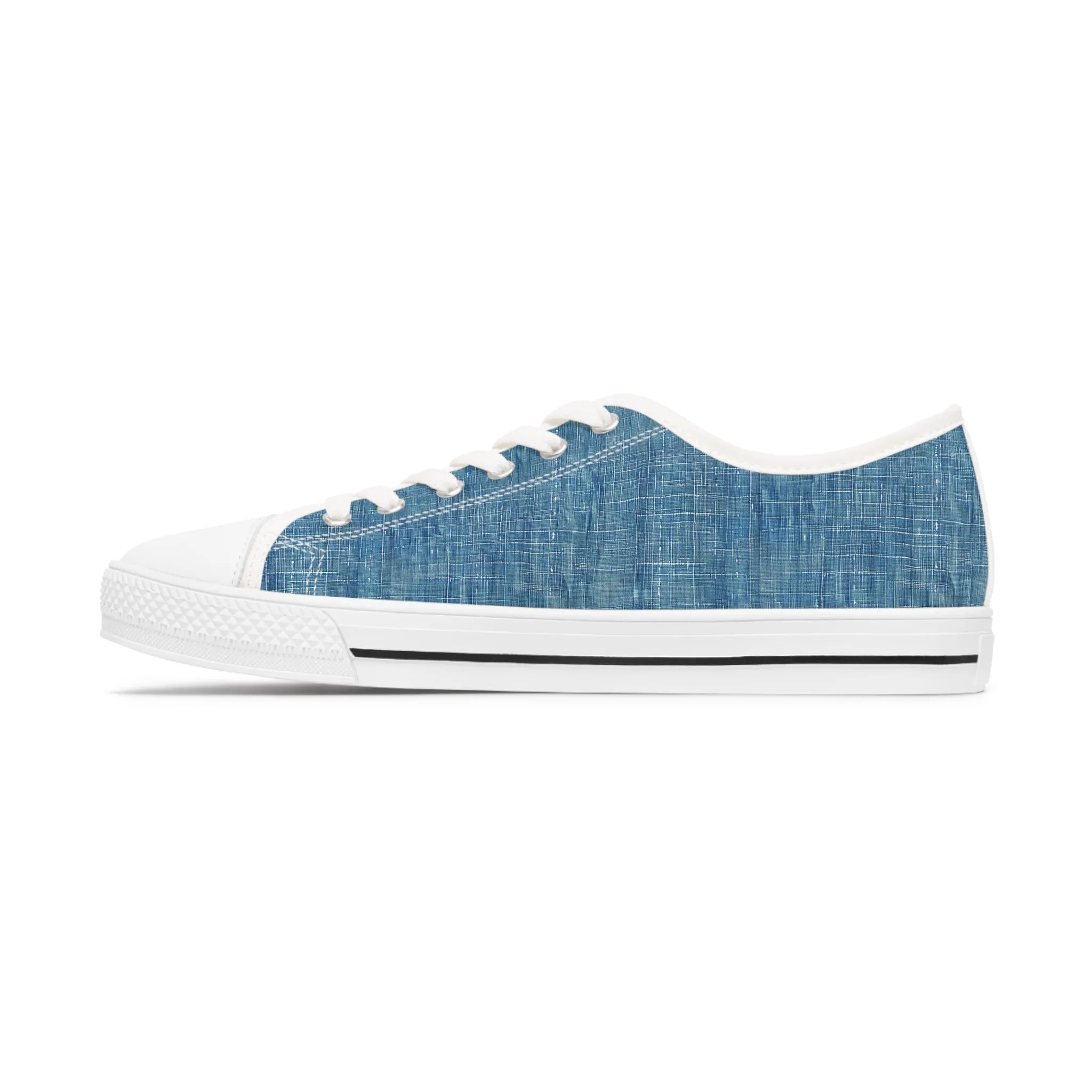 Blue Denim Ladies' Low Top Sneakers - Denim, Reimagined - Where Timeless Stye Meets Contemporary Cool!