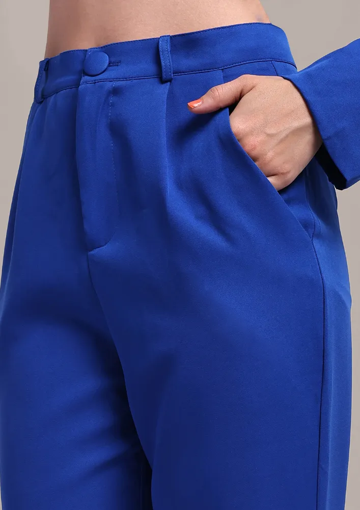 Blue Oversized Blazer And Pants Set