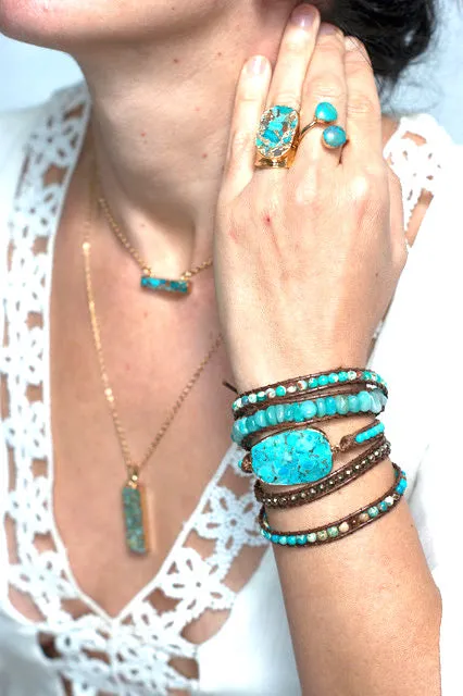 Boho & Mala Grand Turquoise Silver Ring R1080