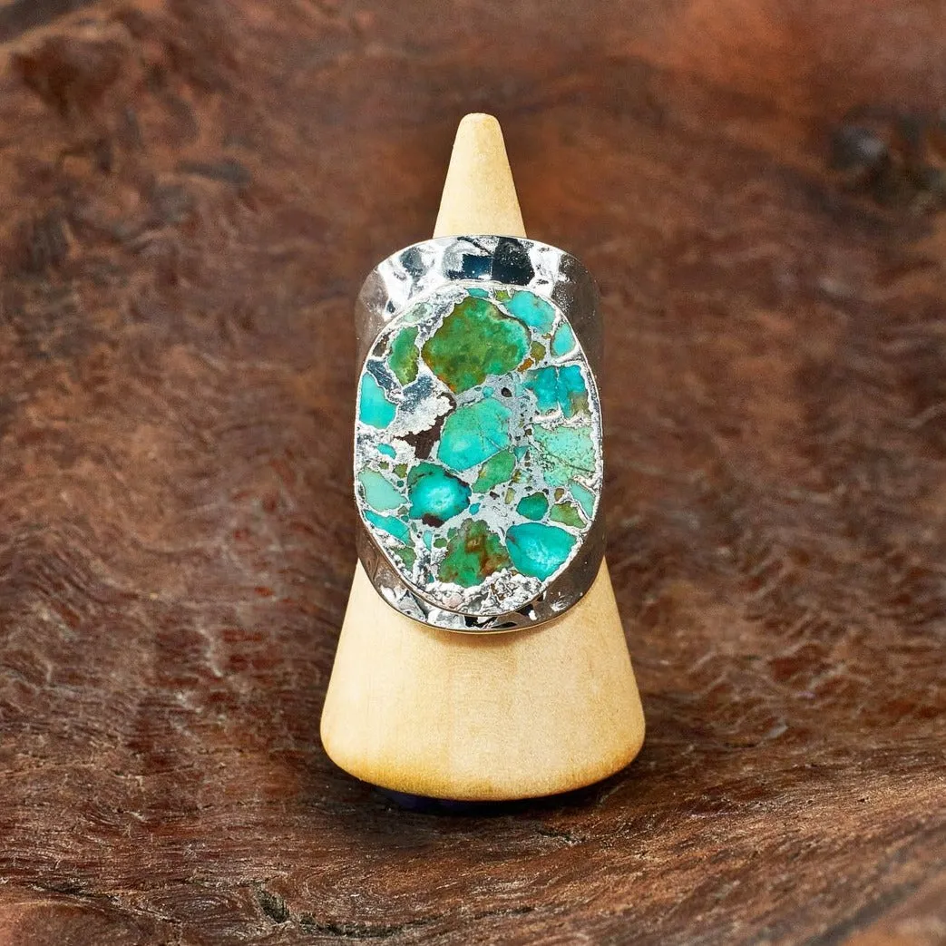 Boho & Mala Grand Turquoise Silver Ring R1080