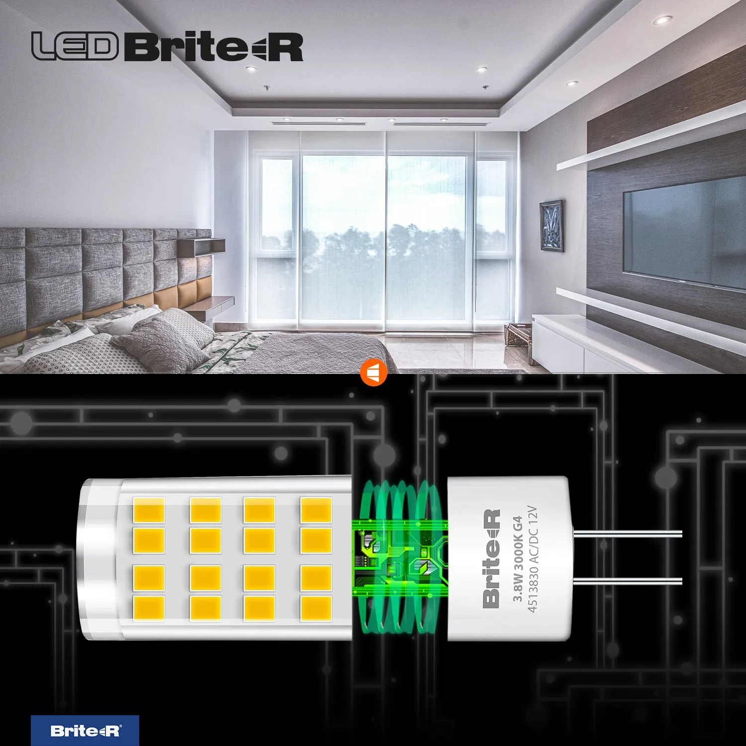 Brite-R 3.8W G4 LED Bulb Warm White 3000K