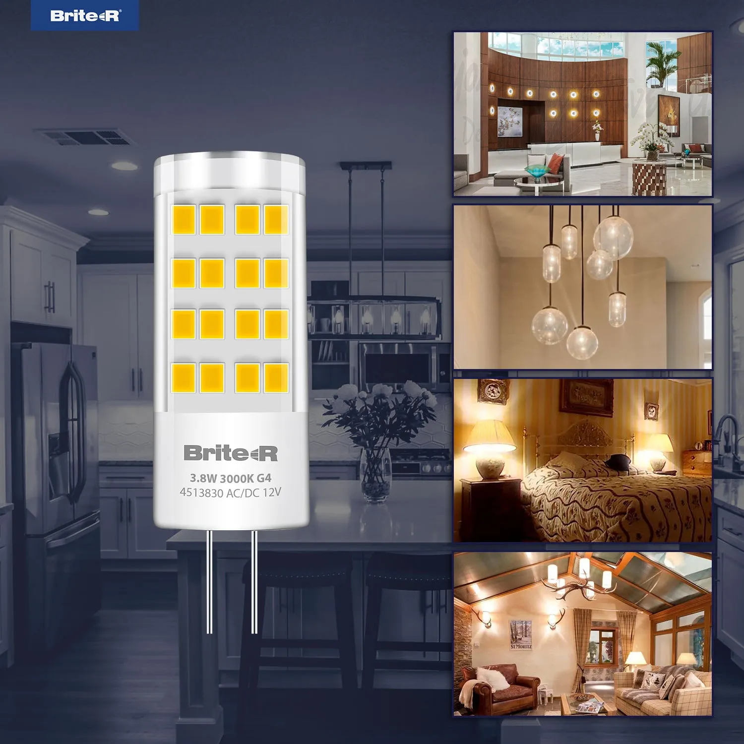 Brite-R 3.8W G4 LED Bulb Warm White 3000K