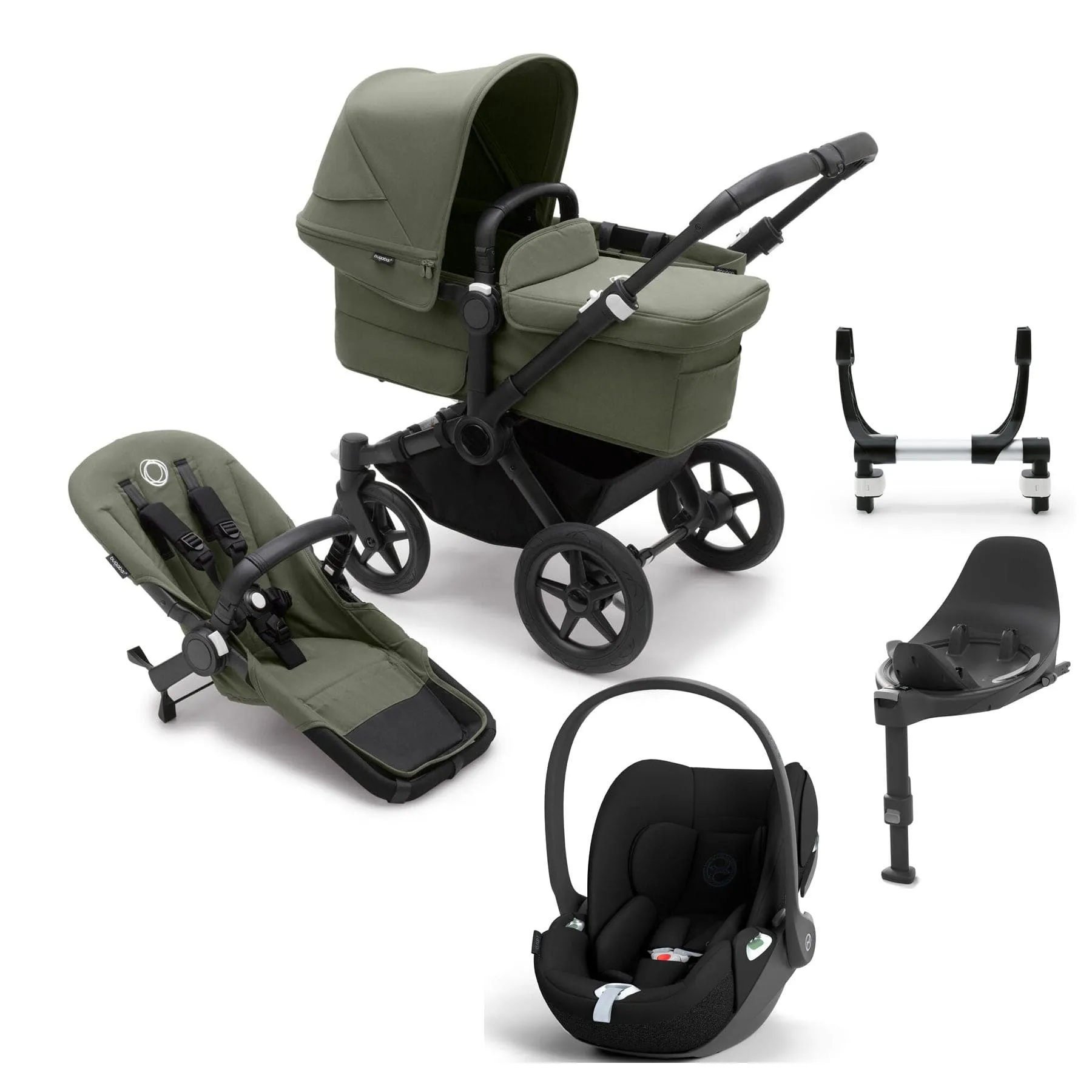 Bugaboo Donkey 5 Mono Cloud T Travel System in Forest Green