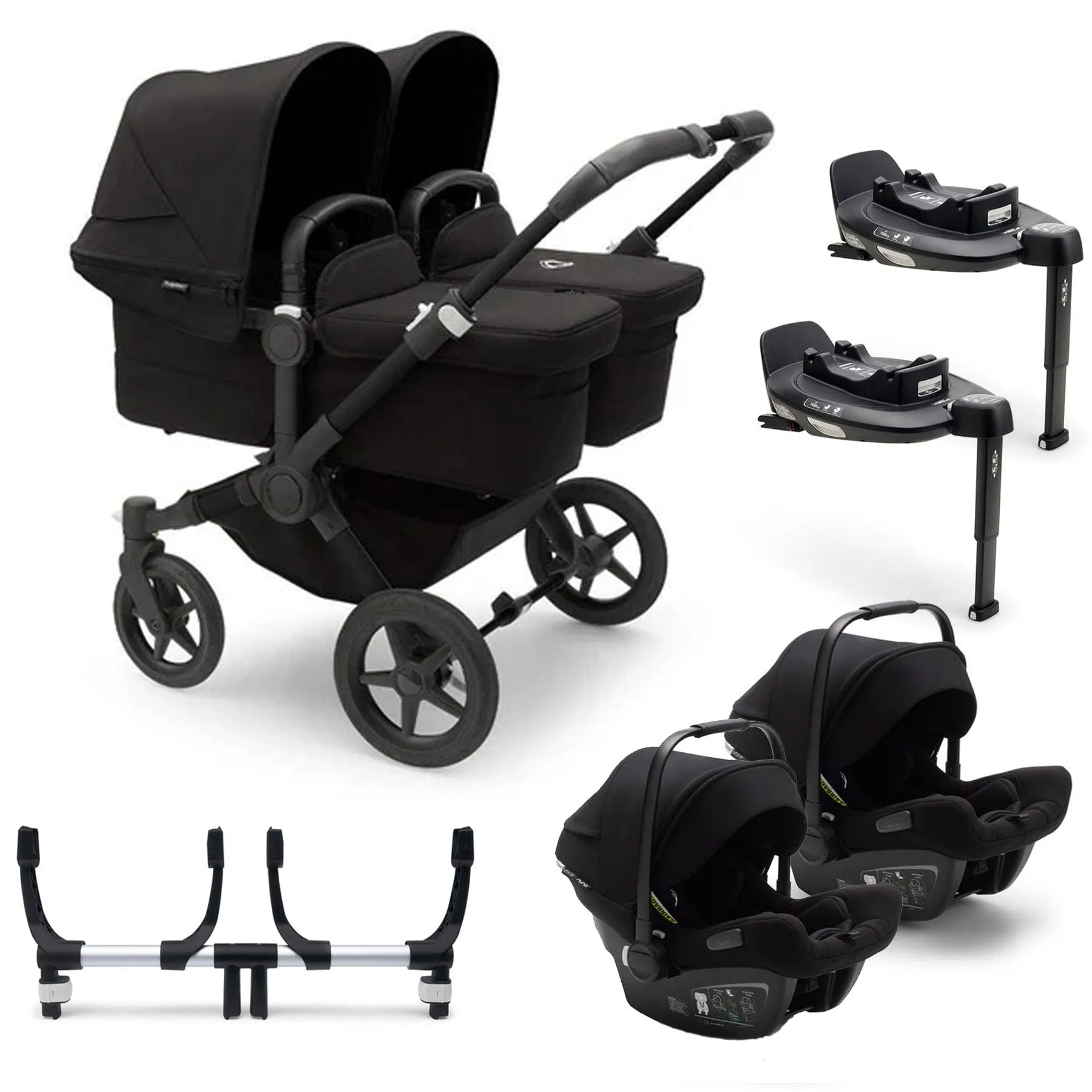 Bugaboo Donkey 5 Twin Complete Turtle Travel System in Midnight Black