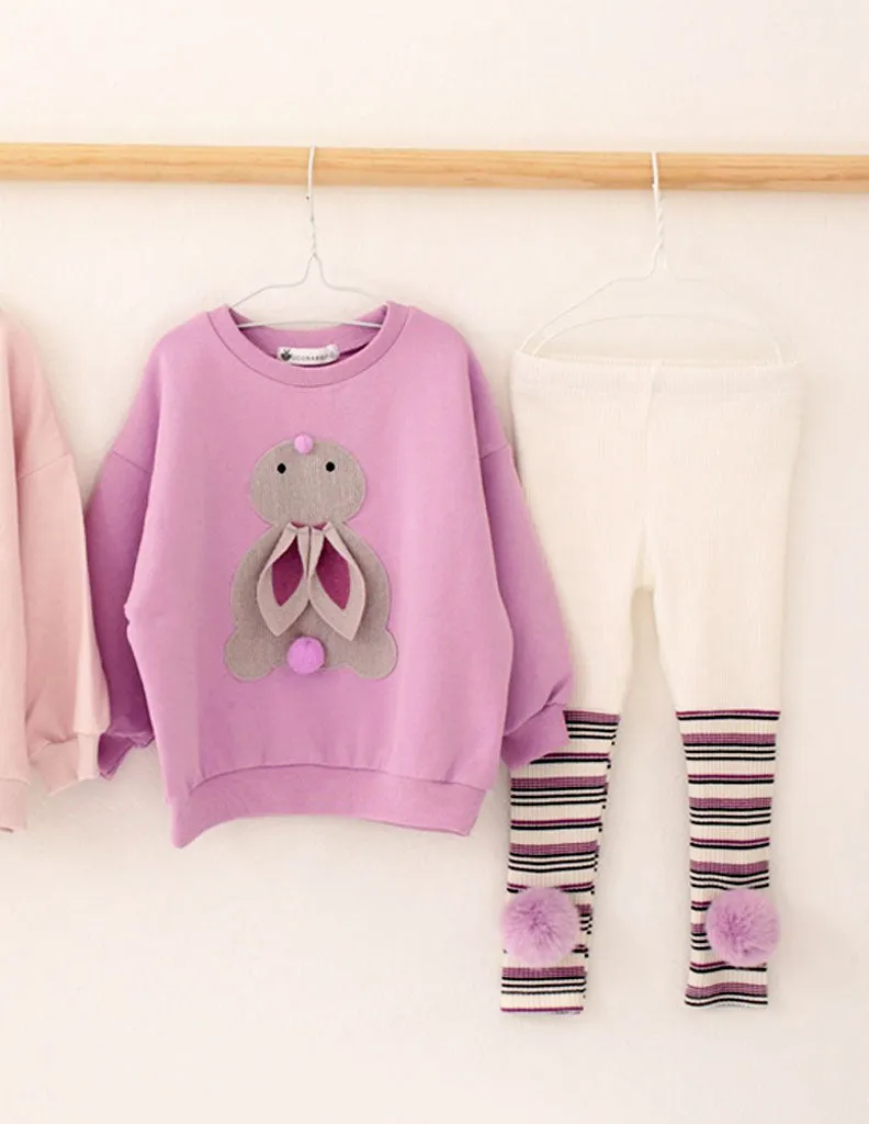 Bunny Pom Pom Jumper and Leggings Set Lilac