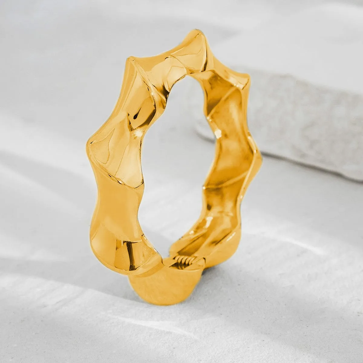 Chic Silver Tone Glossy Twisted Bangle Bracelet