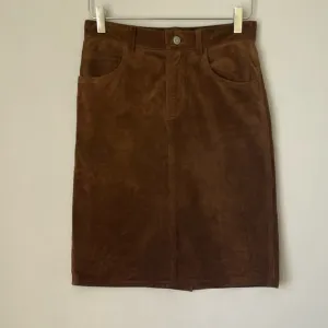 Chocolate brown Knee Length Suede Skirt