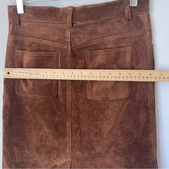 Chocolate brown Knee Length Suede Skirt