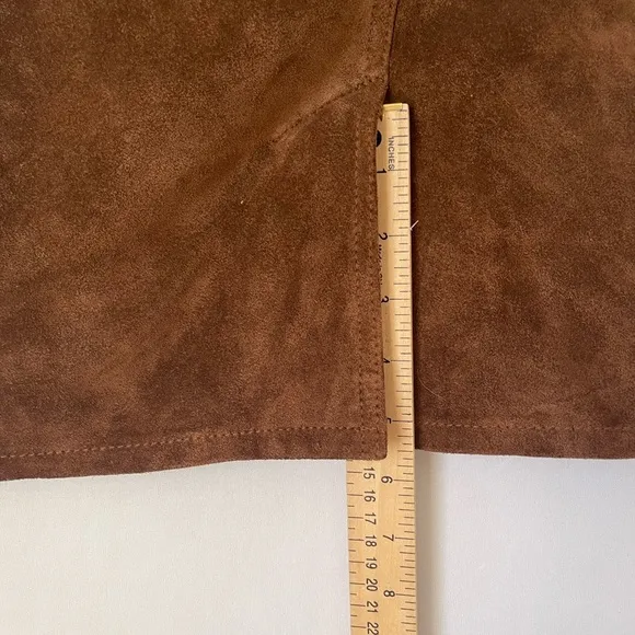 Chocolate brown Knee Length Suede Skirt
