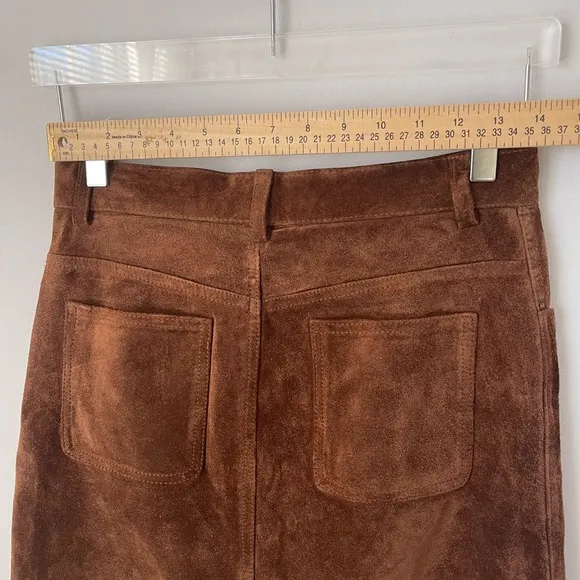 Chocolate brown Knee Length Suede Skirt
