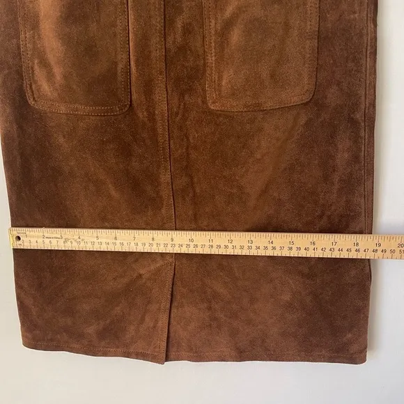 Chocolate brown Knee Length Suede Skirt
