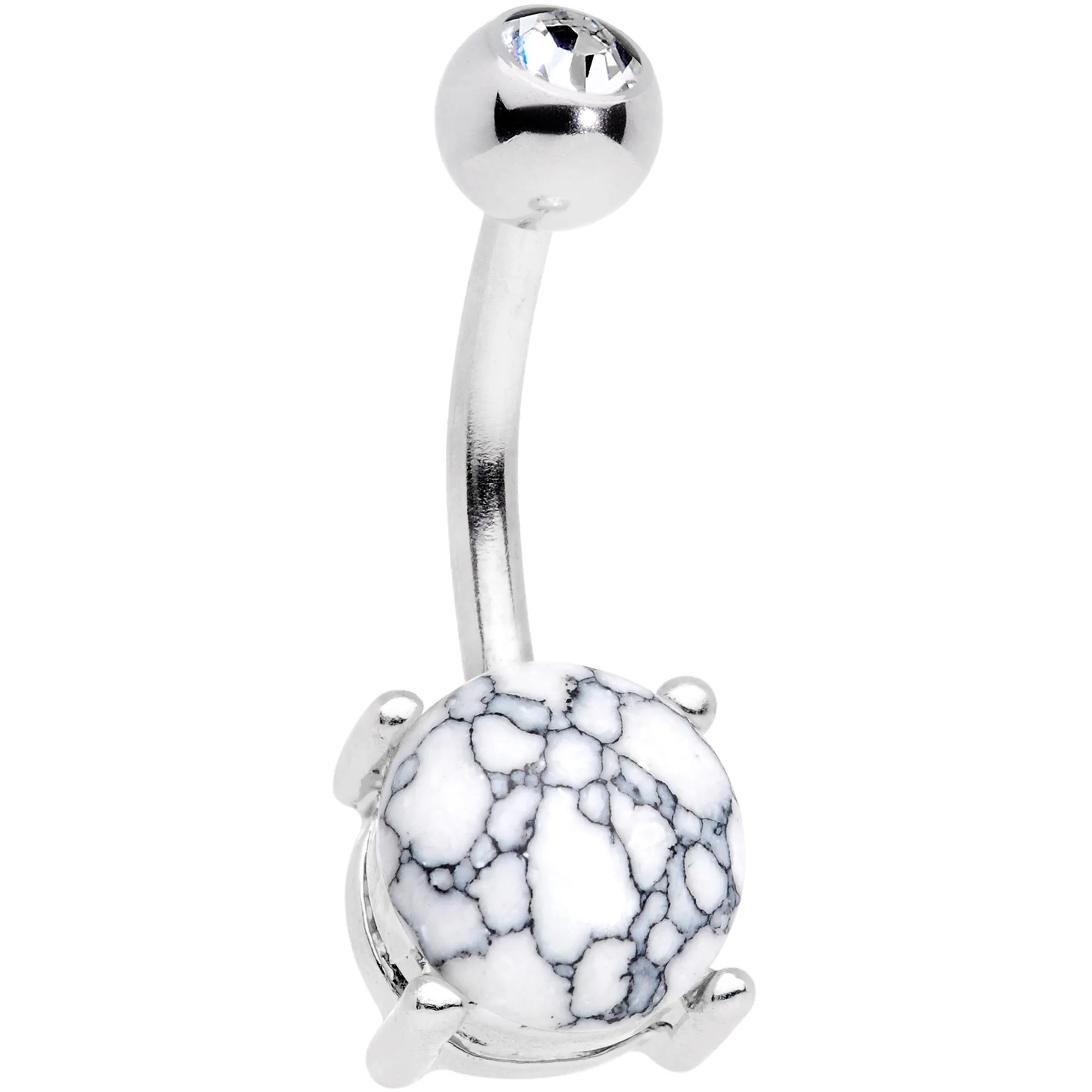 Clear Gem White Faux Opal Turquoise Bioplast Belly Ring Set of 4