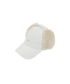 CREVE NINE: Fleece Warm Earmuff Ball Cap - Ivory