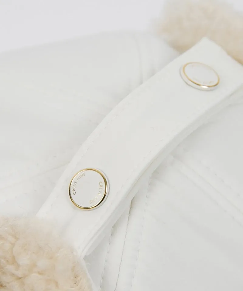 CREVE NINE: Fleece Warm Earmuff Ball Cap - Ivory