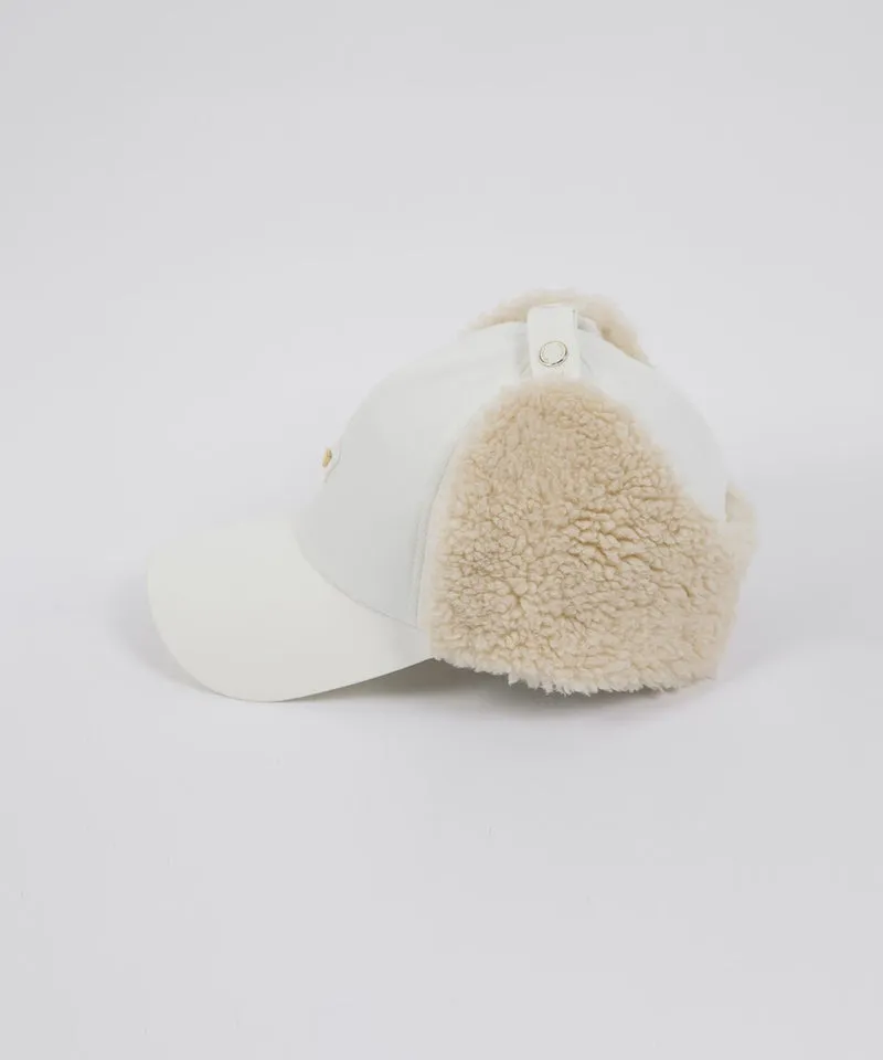 CREVE NINE: Fleece Warm Earmuff Ball Cap - Ivory