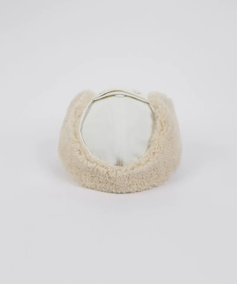 CREVE NINE: Fleece Warm Earmuff Ball Cap - Ivory