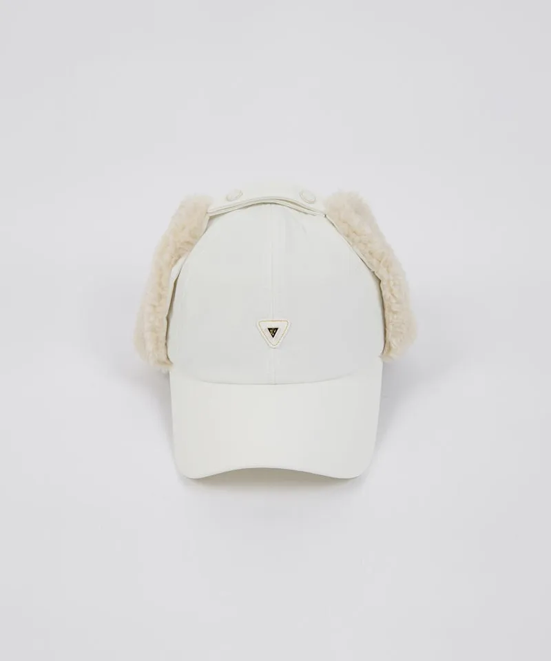 CREVE NINE: Fleece Warm Earmuff Ball Cap - Ivory