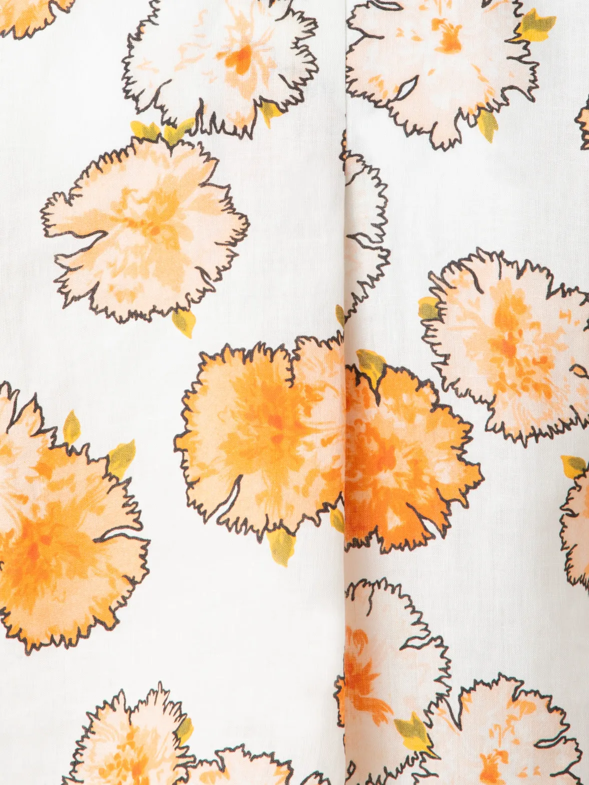 Cropped Linen Kimono Blouse in Carnation Print