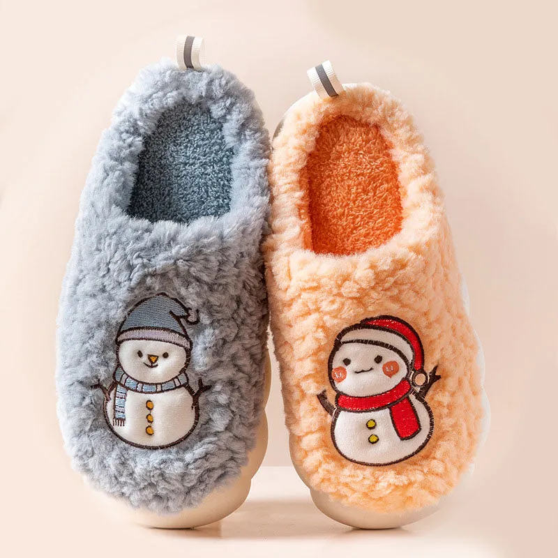 Cute Snowman Slippers Winter Indoor Household Warm Plush