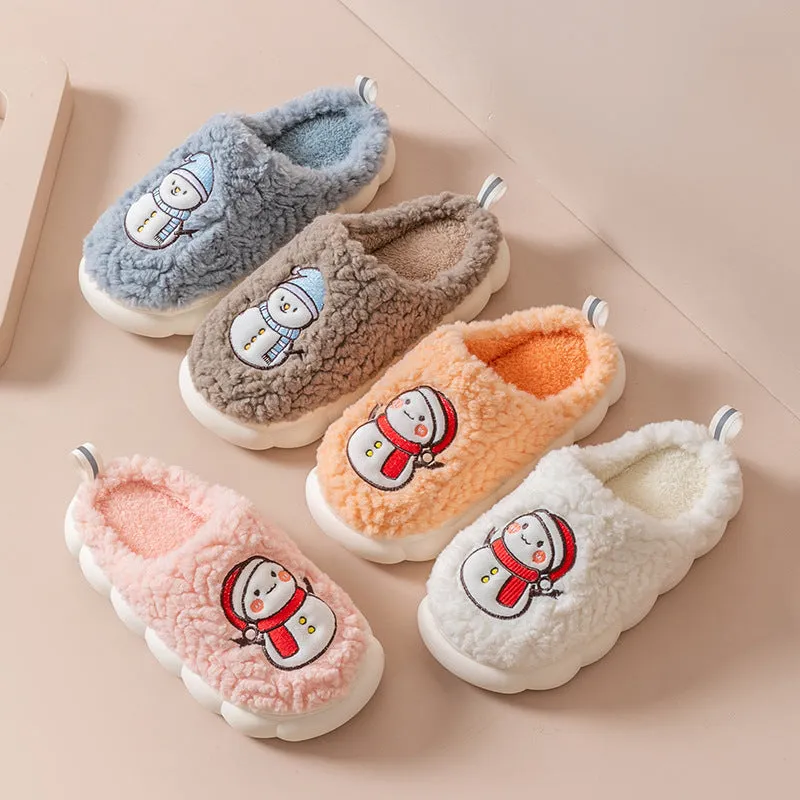 Cute Snowman Slippers Winter Indoor Household Warm Plush