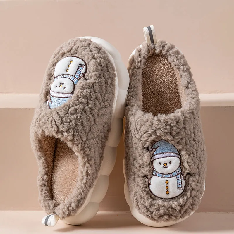 Cute Snowman Slippers Winter Indoor Household Warm Plush