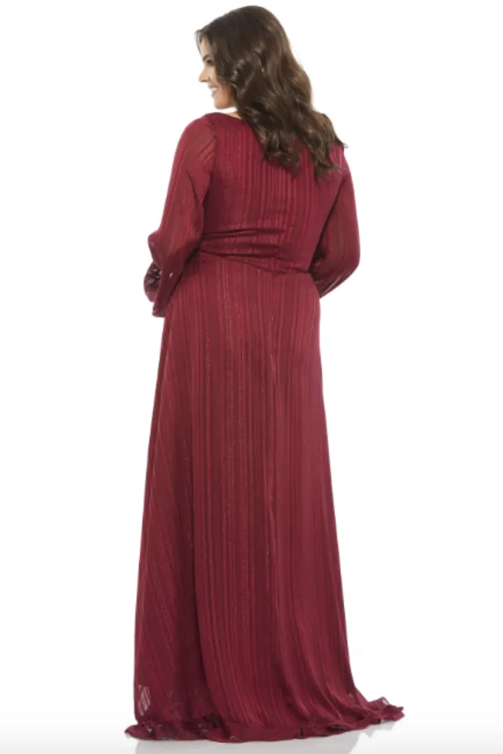 Dakota Faux Wrap Dress in Burgundy by Mac Duggal - RENTAL