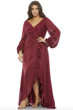 Dakota Faux Wrap Dress in Burgundy by Mac Duggal - RENTAL