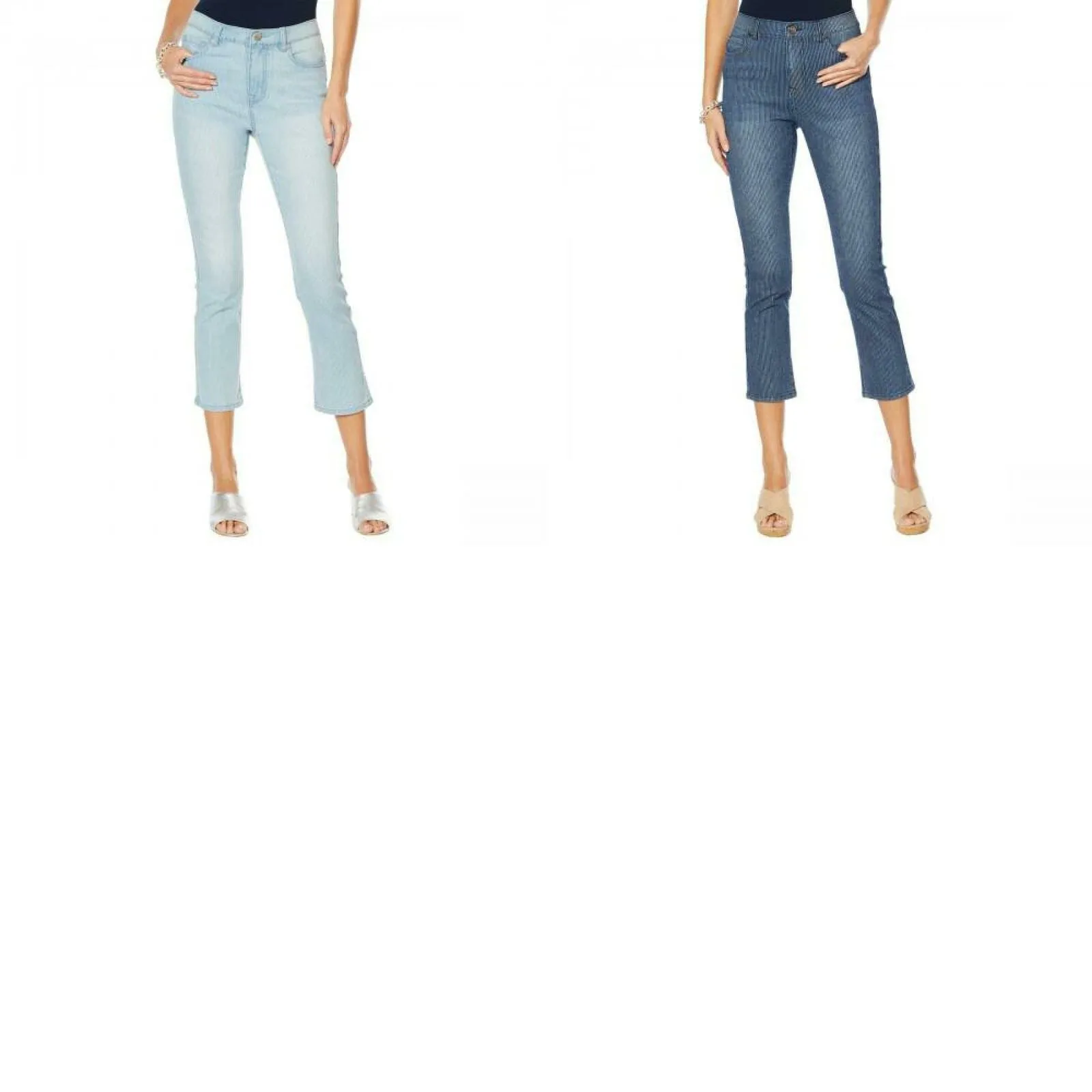 DG2 by Diane Gilman Women's Plus Size Classic Stretch Pinstripe Crop Jeans