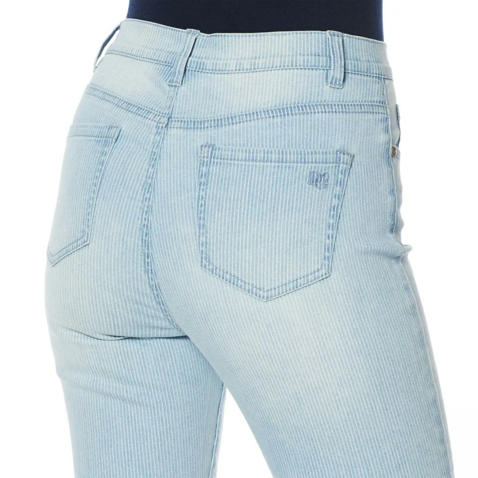DG2 by Diane Gilman Women's Plus Size Classic Stretch Pinstripe Crop Jeans